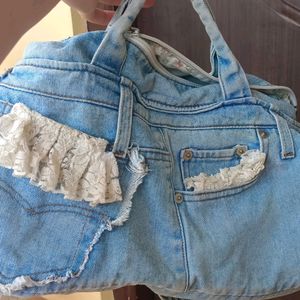 Y2K Denim Bag With Lace