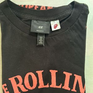 38 H&M Rolling Stone Black T Shirt