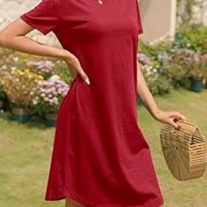 Red FASHION Round Neck Dress