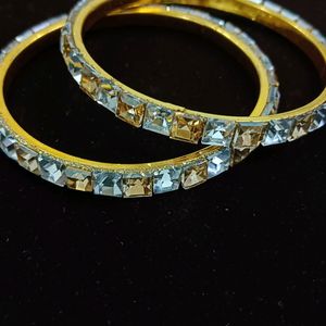 Gold Plated American Diamond Bangles Set Of 2