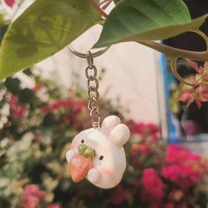 Cute Bunny Handmade Polymer Keychain