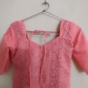 Beautiful Baby Pink New Kurta Set With Lining An