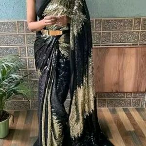 Heavy Sequence Work Saree