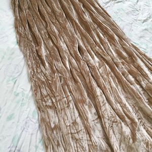 Beige Pleated Velvet Skirt