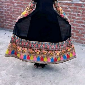 Embroidered Black Gown
