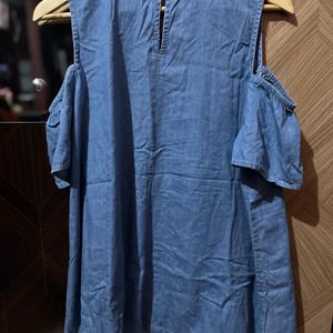 Blue Off shoulder shift Dress