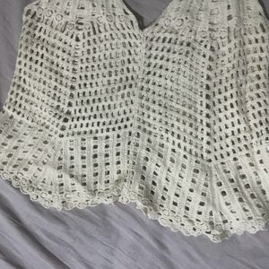 V-Neck Crochet Knit Eyelet Tank Top