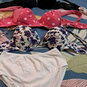 Combo Of Four Imported Fabric Bra N Panty