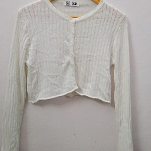 Cute White Full Sleeve  Cropp Top