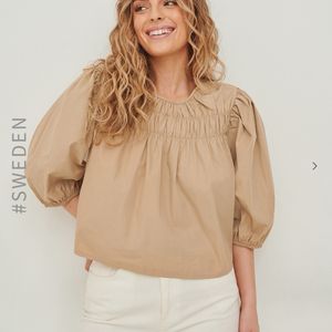 Beige Round Neck Boxy Top