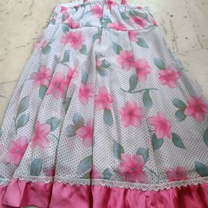 Floral Satin And Georgette Dress For Girls