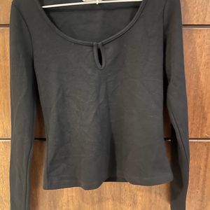 Mango Black Keyhole Neck Sustainable Top