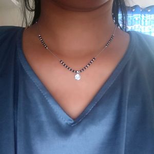 92.5 Silver Black Beads Chain