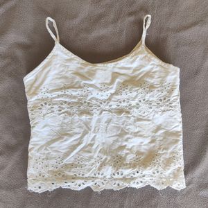 Vintage Eyelet Crochet Look Crop Top