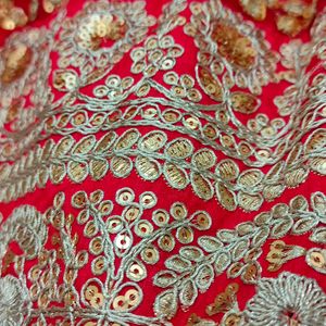 Red Heavy Embroidery Sequence Work Lehenga Choli.