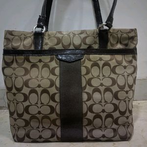 COACH Signature Canvas and Patent Tote