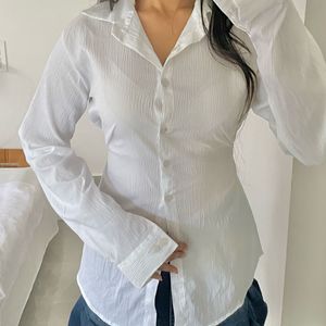 White Corset Lace Up Shirt