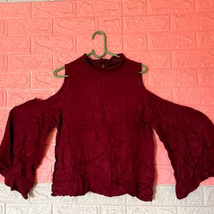 Cold Shoulder Top With Smoked Neck (Women’s)