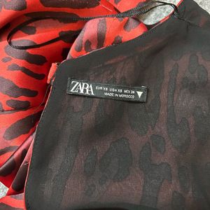 ZARA RED CHEETAH PRINTED CROP TOP