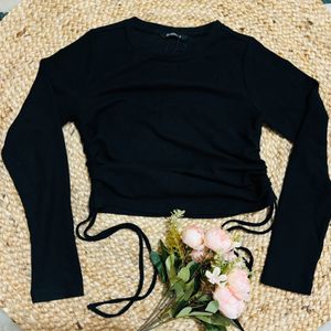 Crop  Full Sleeve Black Top