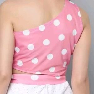 Pink One Shoulder Top.