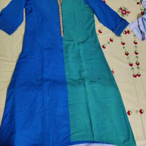 Avaasa kurta, L Size Beautiful Blue Green Shade