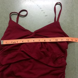 Red Bodycon Dress With Transparent Nudal Bra Strap