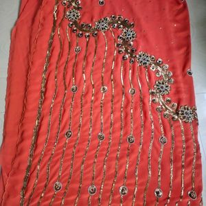 Beautiful Maggam Work Saree With Blouse