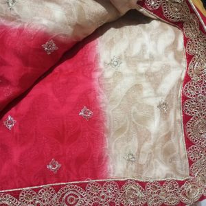 Women Saree With Attached Blouse Material