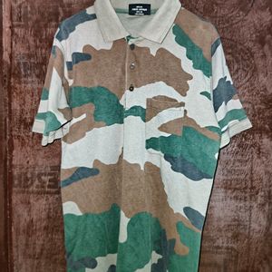 Polo Neck T-shirt Army Pattern(Men)