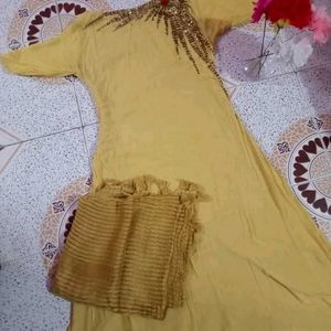 Yellow Sunflower Kurta Duppata Set