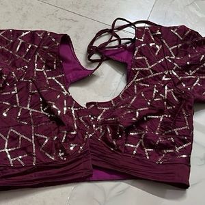 Burgundy Blouse With Design Work