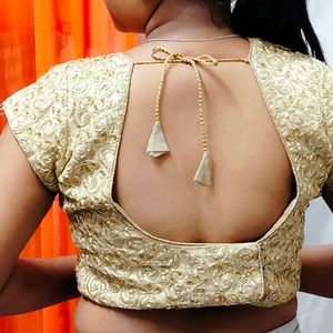 Golden Blouse , With Beautiful Design