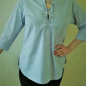 Stylish Shirt White With Blue Strap