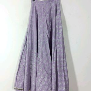 Lavender Cotton Printed Lehenga(Women's)