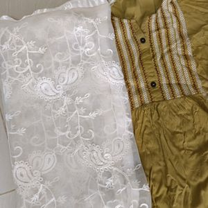 Pure Cotton Kurta With Net Dupatta