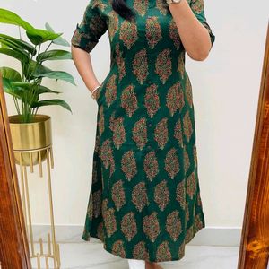 A-line Pure Cotton Kurti With Pocket