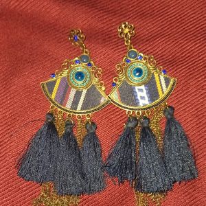 Dark Blue Fur Earings