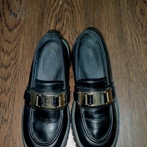 Chunky Loafers With Metal Buckle Detailing