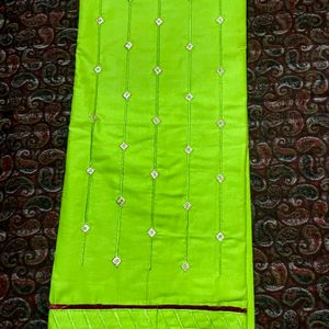 Attractive Lime Green Heavy Dupatta Dress Material