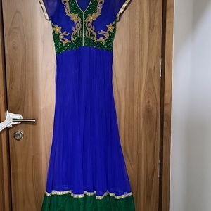 Blue N Dark Green Anarkali Dress