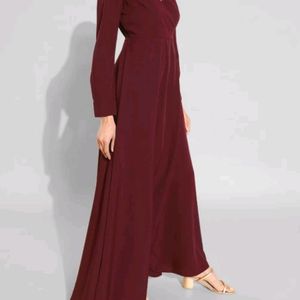 Berrylush Women Maroon Solid Bishop Sleeves Dress