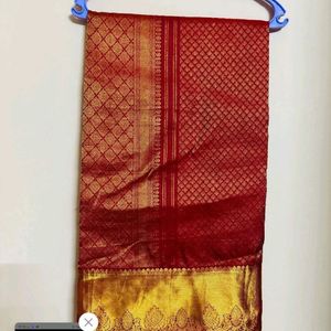 Fixed-Red Color Kanchi Pattu Silk Saree(no Blouse)