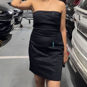 Brand New H&m Black Solid Tube Dress