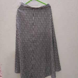 White Black Striped Long Skirt