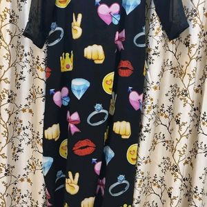 Emoji Fun full Dress in Black party wear wore twis