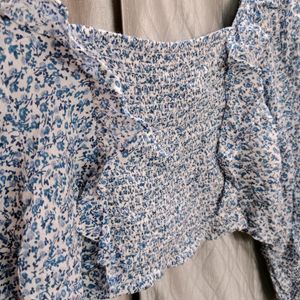 Ruffle Blue Elastic Top