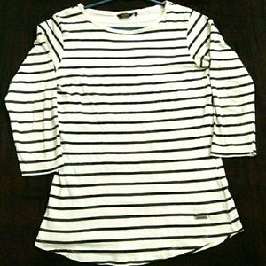 Roadster Pure Cotton Ribbed T Shirt For Women