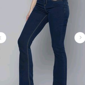 Dark Blue Bell Bottom Jeans For Women