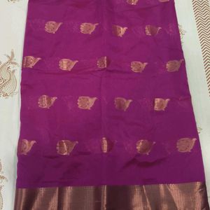 Stunning Beauty! Purple, Green & Gold Kora Saree